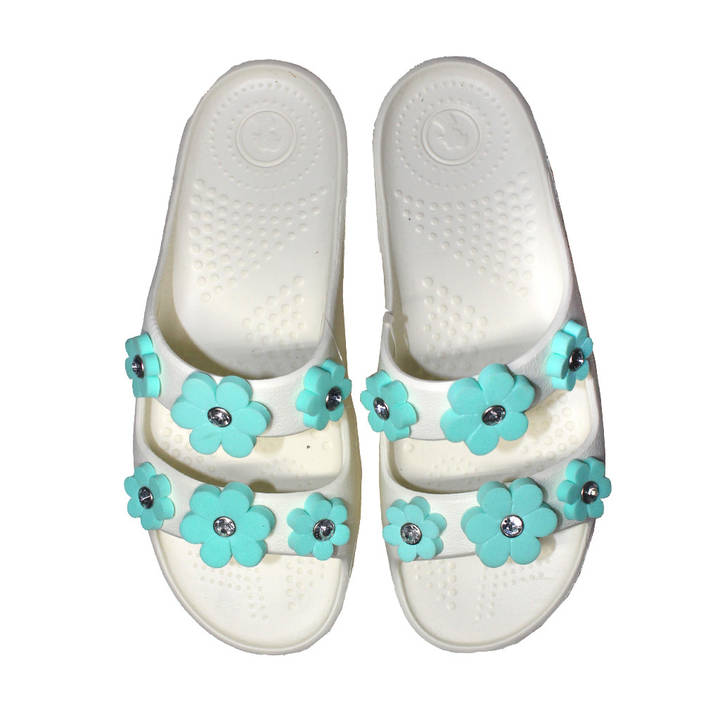 Шльопанці ЕВА жіночі Jose Amorales 118259 Білі з бірюзовими квітками
